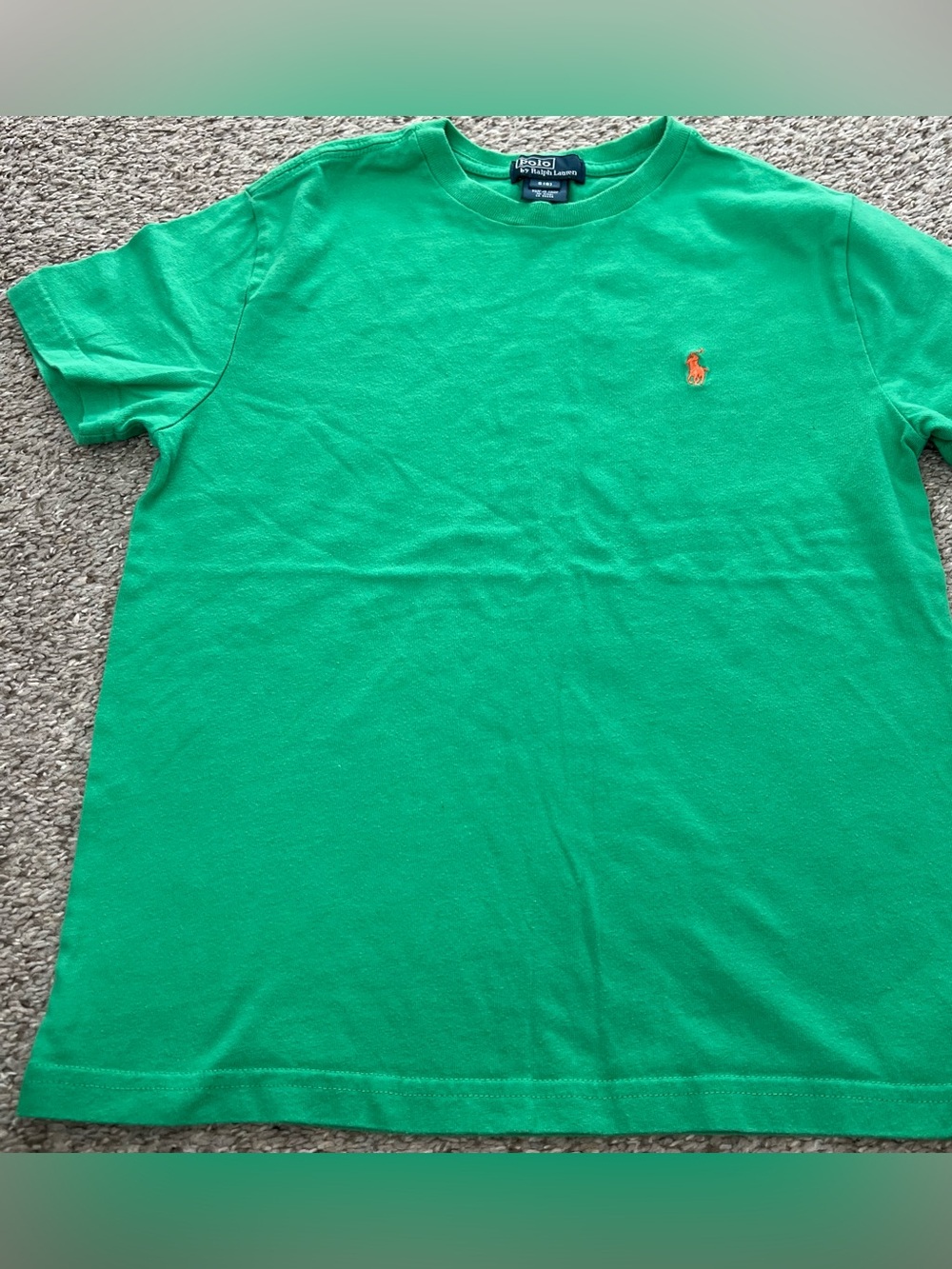 Polo by Ralph Lauren Bright Green Tee with Orange Pony Logo Size 8